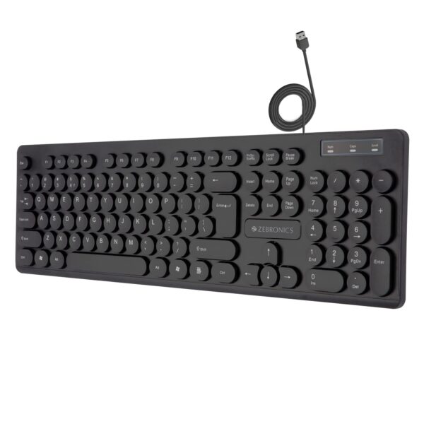 ZEBRONICS K24 USB Keyboard with Long Life 8 Million Keystrokes, Silent & Comfortable Use