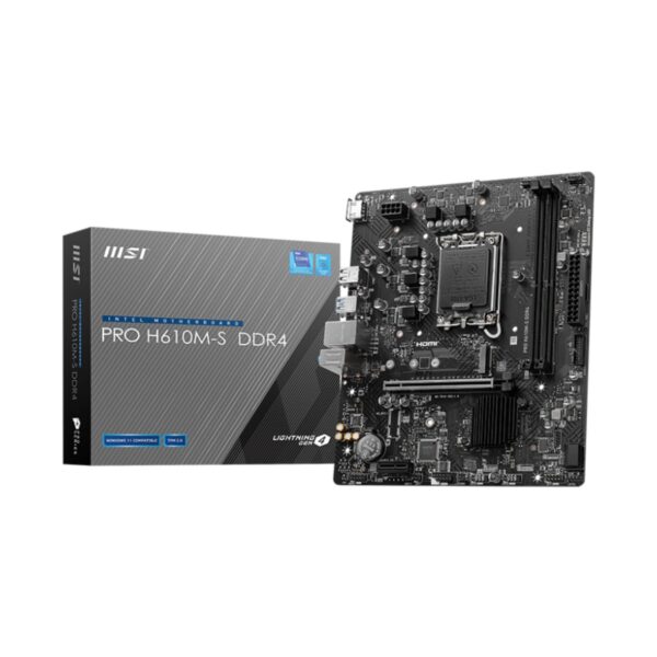 MSI PRO H610M-E DDR4 Motherboard, Micro-ATX - Supports 14th/13th/12th Gen Intel Core Processors, LGA 1700-2 x DIMMs (3200MHz)