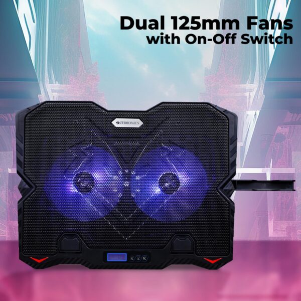 Zebronics NC5500D Powerful Laptop Cooler with Dual 125mm Fans,